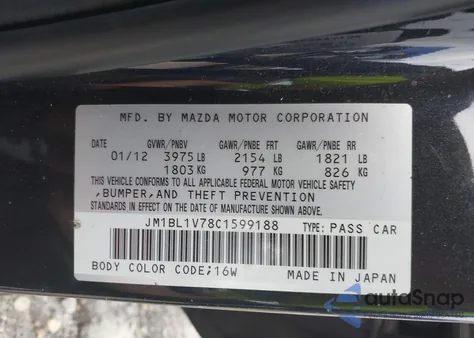 2012 Mazda Mazda3 I Touring from USA, damaged, VIN JM1BL1V78C1599188